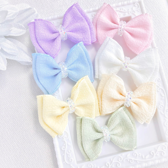♥オーロラ シフォンリボンꕤ全7色♥【ベビー キッズ ヘアクリップ