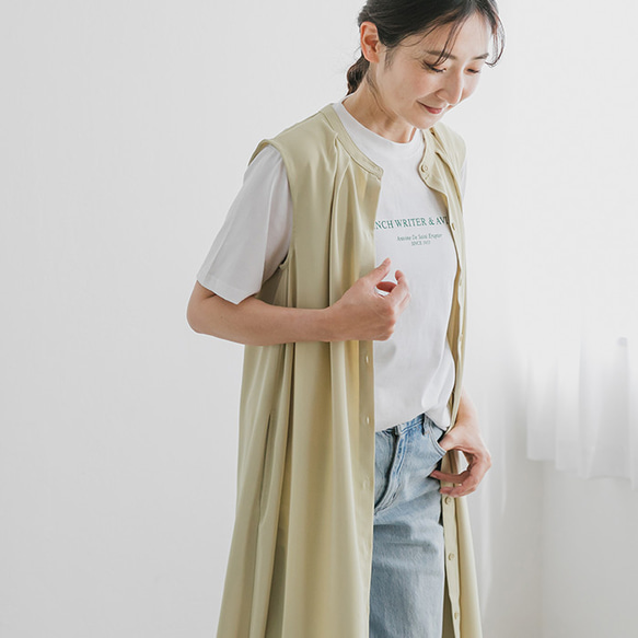 【全３色】接触冷感 前開き ノースリーブ Aライン ワンピース 24155 10枚目の画像