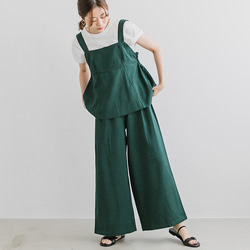 全3色】麻タッチ生地 ペプラム ビスチェ パンツ セットアップ 24168