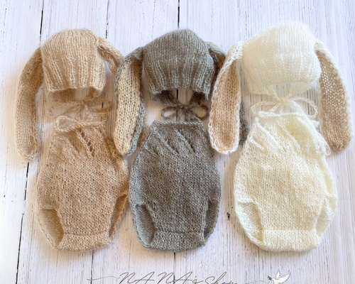 3ヶ月用薄緑♪辰耳帽子とオーバーオール たつニューボーンフォト