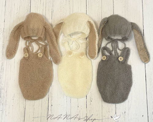 ブラウン♪ねこ耳帽子としっぽ付きオーバーオール ニューボーンフォト撮影衣装 猫 ブラウン♪ねこ耳帽子としっぽ付きオーバーオール ニューボーン