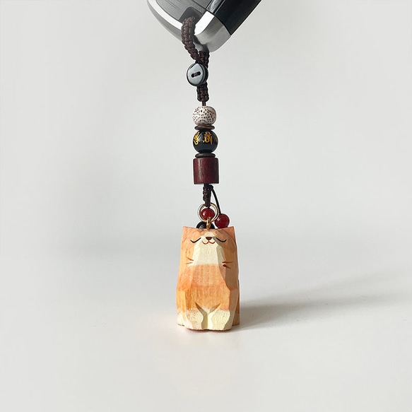 手工木作鑰匙圈-木雕橘貓汽車書包挂件飾品 第6張的照片