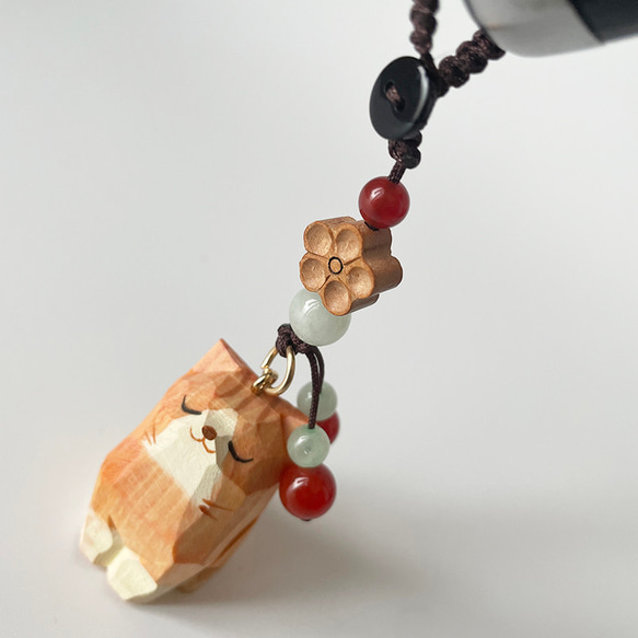 手工木作鑰匙圈-木雕橘貓汽車書包挂件飾品 第7張的照片
