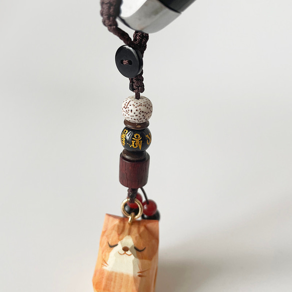 手工木作鑰匙圈-木雕橘貓汽車書包挂件飾品 第4張的照片
