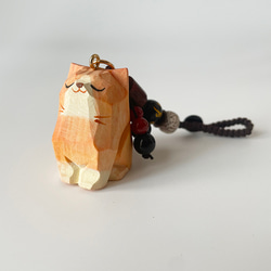 手工木作鑰匙圈-木雕橘貓汽車書包挂件飾品 第3張的照片