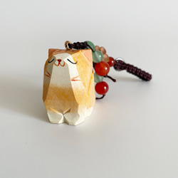 手工木作鑰匙圈-木雕橘貓汽車書包挂件飾品 第2張的照片