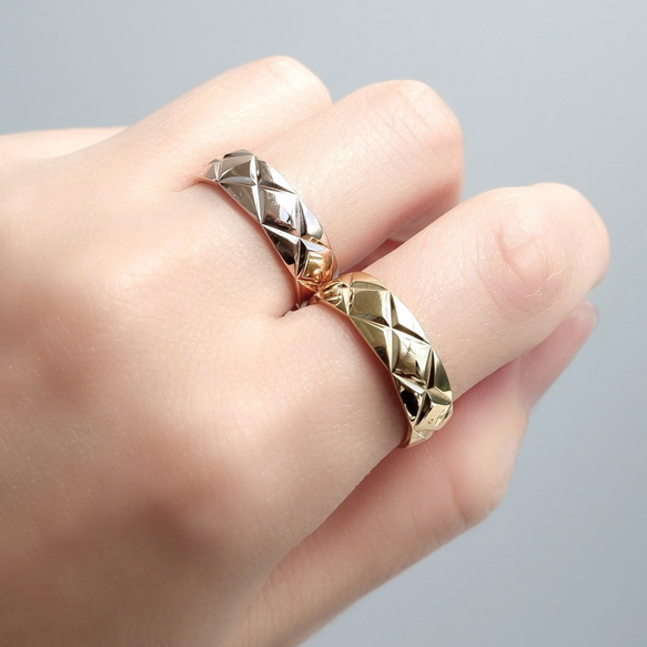 キルティング リング 6mm｜サージカルステンレス つけっぱなし キルト 大ぶり 秋冬新作2025 1枚目の画像