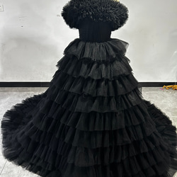 高品質！ブラック パーティードレス フレアスカート オフショルダー