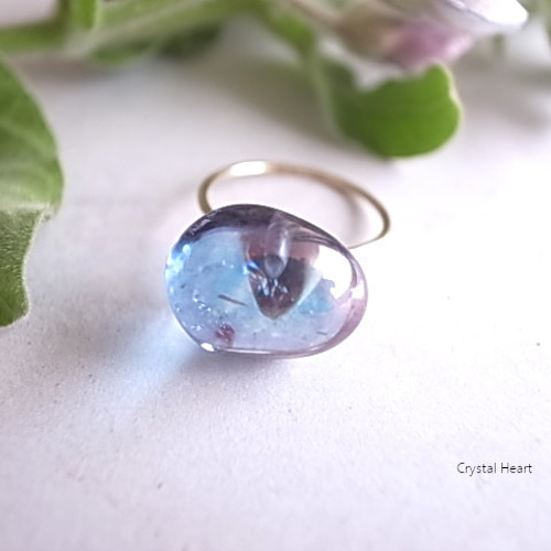 空の雫 アクアオーラ＊リング 虹入り 14kgf 指輪 天然石 指輪  