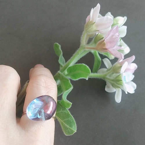 空の雫 アクアオーラ＊リング 虹入り 14kgf 指輪 天然石 指輪  