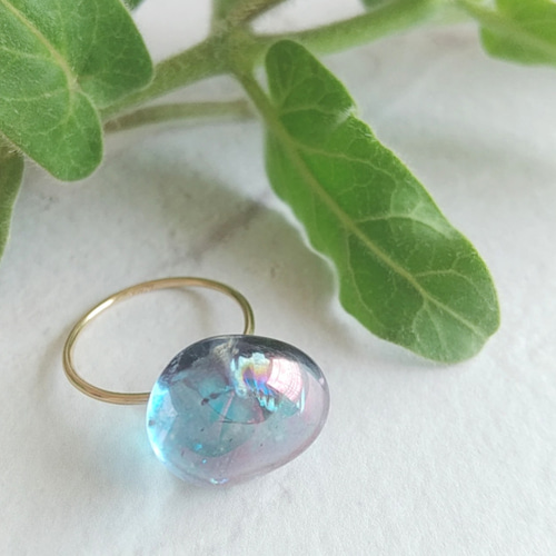 空の雫 アクアオーラ＊リング 虹入り 14kgf 指輪 天然石 指輪  
