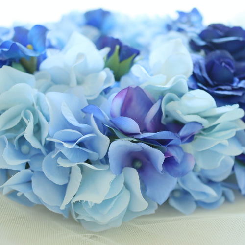 紫陽花ハンドメイド2024】爽やかブルーグラデーションのあじさいリース