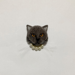 羊毛フェルト 猫ミニブローチ ブリティッシュショートヘア ブローチ