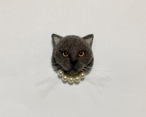 羊毛フェルト 猫ミニブローチ ブリティッシュショートヘア ブローチ
