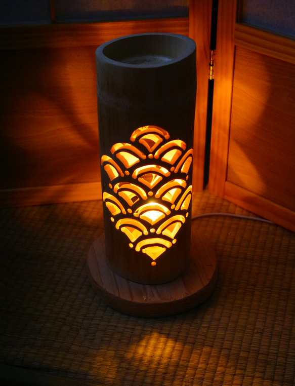 竹灯り・竹あかり・竹灯籠・竹ランプ   両面彫り～～ 癒しの灯り★古都★～～ 0_c8b52a95bc496193cb0ec9b5e657