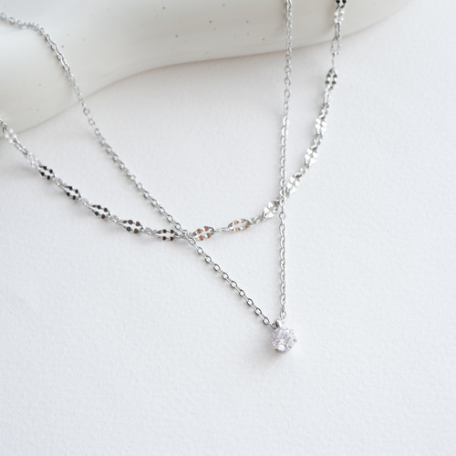 シルバー/ピンクゴールド/ゴールド 2連ネックレス Heart&Cupid ペタル