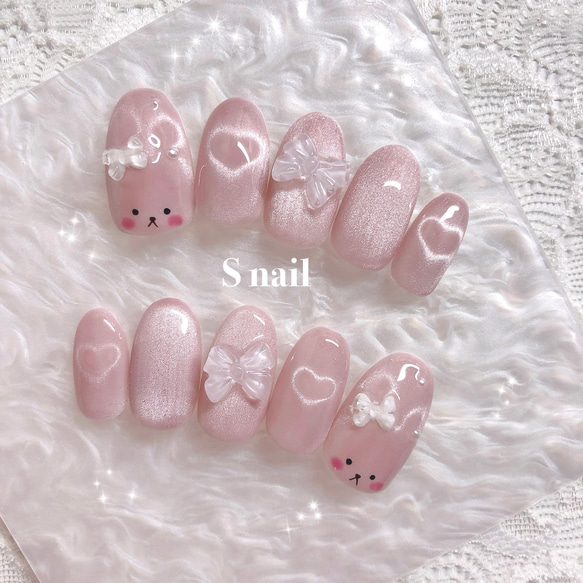 3dネイルパーツ ミニチュア ネイルパーツ ハート ピンク うさぎ リボン