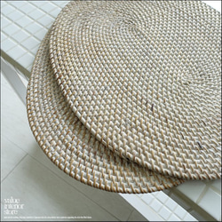 ラタンランチョンマットDAEN/WW 手編みマット 敷物 テーブルウェア 楕円 籐 キッチン雑貨 ナチュラルホワイト 4枚目の画像