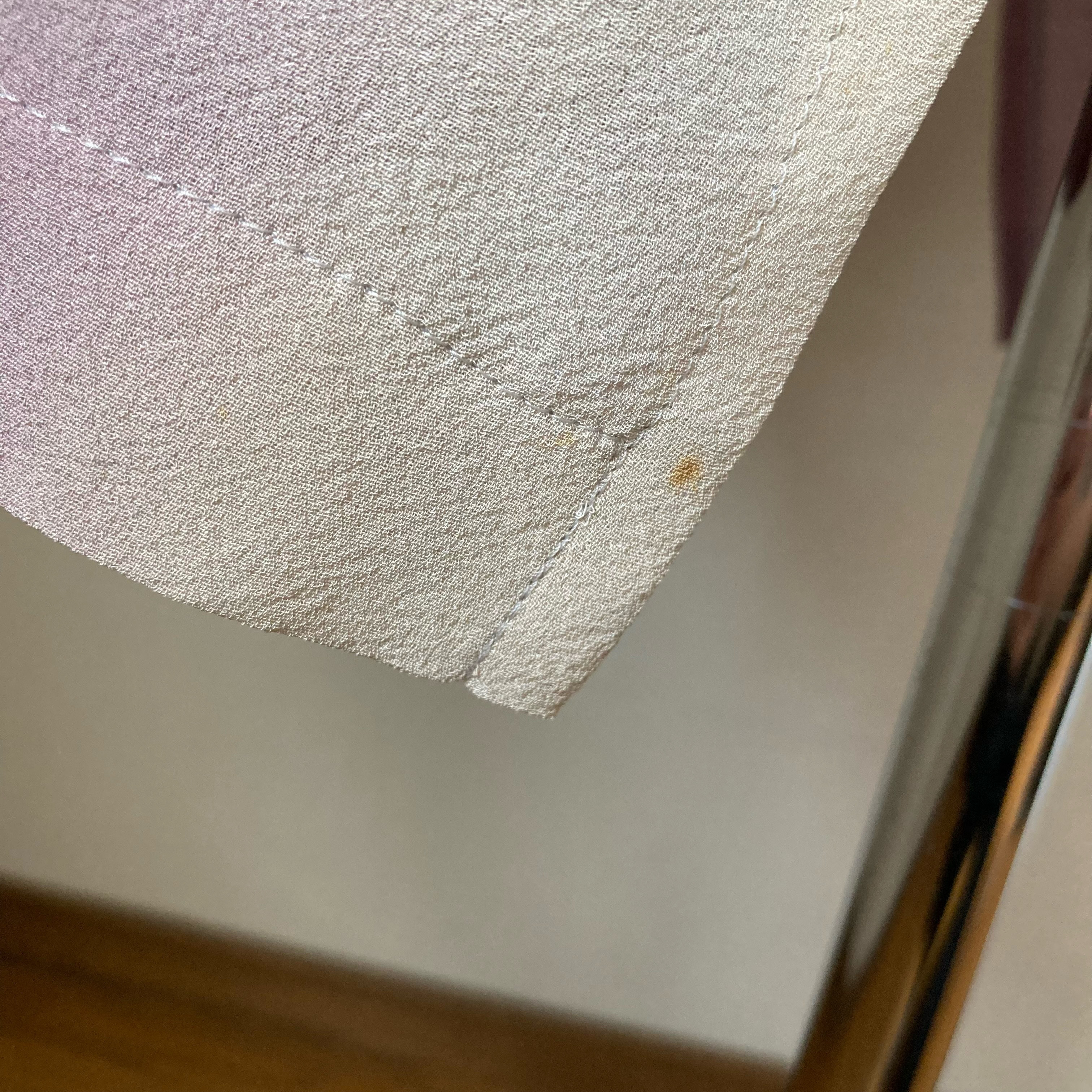 着物リメイク　ハンドメイド　ロングコート　涼しげ　絹　紫　朝顔