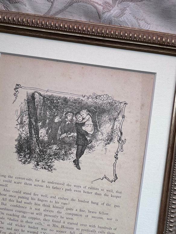 英国で出会った♪ アンティーク プリント 1891年 アーネスト・二スター 絵本の一頁 森の中のこどもたち 3枚目の画像