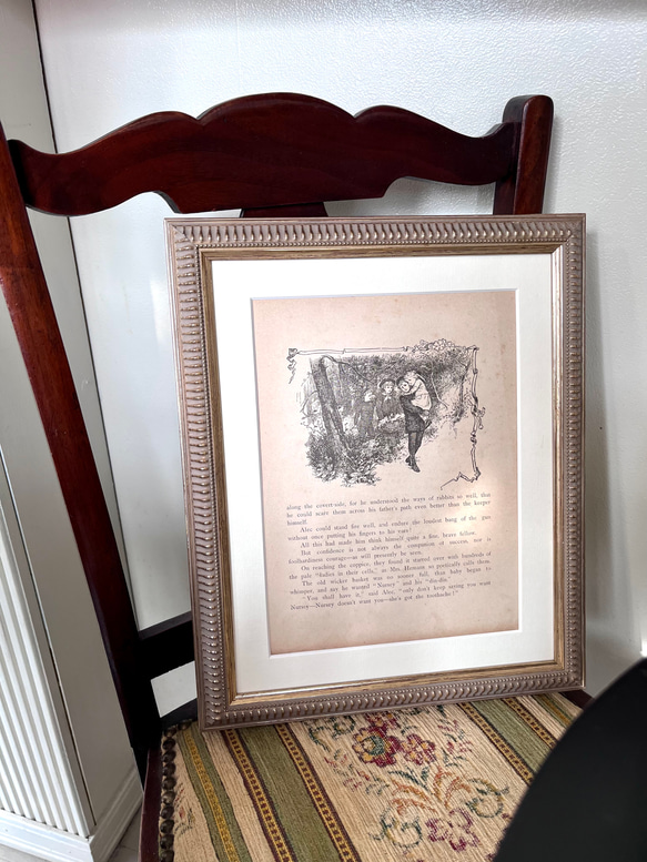 英国で出会った♪ アンティーク プリント 1891年 アーネスト・二スター 絵本の一頁 森の中のこどもたち 1枚目の画像
