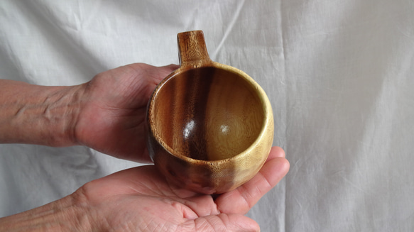 モンキーポッドの一木彫りコーヒーカップ 1枚目の画像
