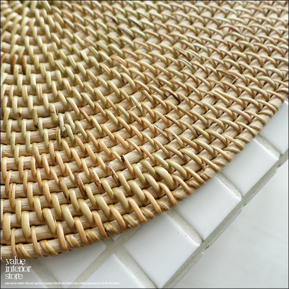 ラタンランチョンマットDAEN/N 手編みマット 敷物 テーブルウェア 籐 キッチン雑貨 ナチュラル ハンドメイド 自然 2枚目の画像