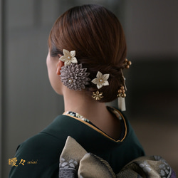 昭和レトロ金色の花と葉の和装髪飾り　かんざし　着物　中古品　ビンテージ 昭和レトロ金色の花と葉の和装髪飾り かんざし 着物 中古品 ビンテージ