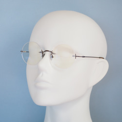 枠無しタイプ》ツーポイント・フレーム｜丸型｜ガンメタリック メガネ