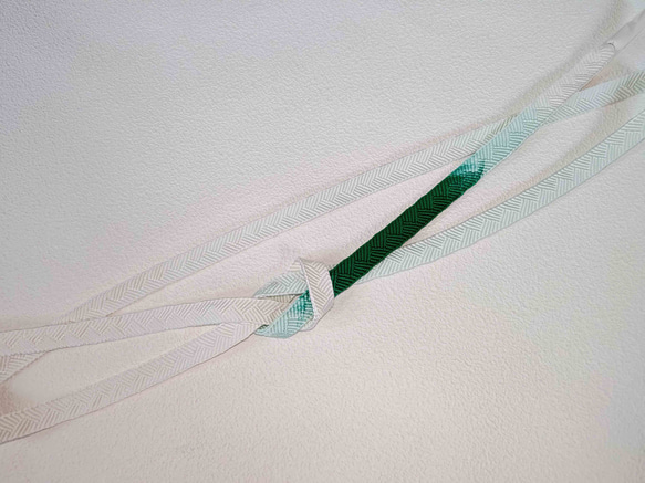帯締め　緑と白の青海波 1枚目の画像