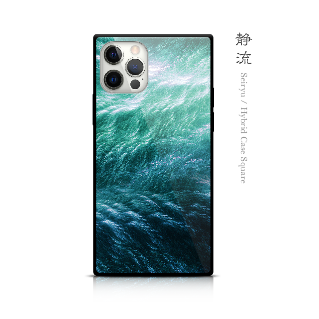 静流 - 和風 四角型 強化ガラスiPhoneケース/iPhone17/17Pro/17ProMax/Airも対応