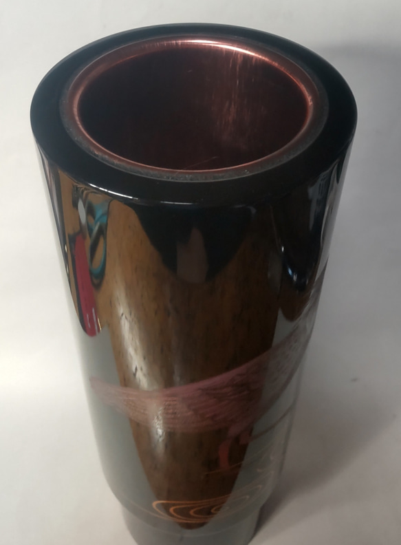 輪島塗 沈金花器「朱鷺」 