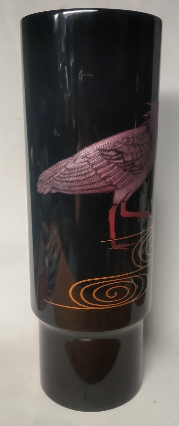 輪島塗 沈金花器「朱鷺」 