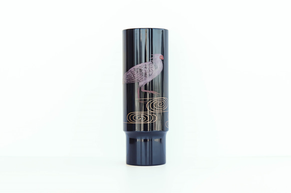 輪島塗 沈金花器「朱鷺」 