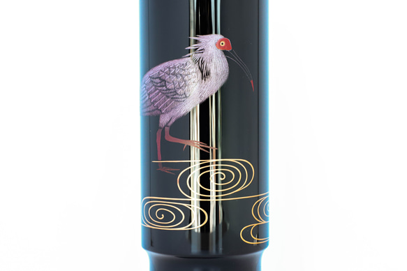 輪島塗 沈金花器「朱鷺」 