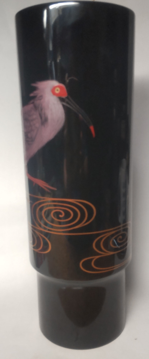 輪島塗 沈金花器「朱鷺」 