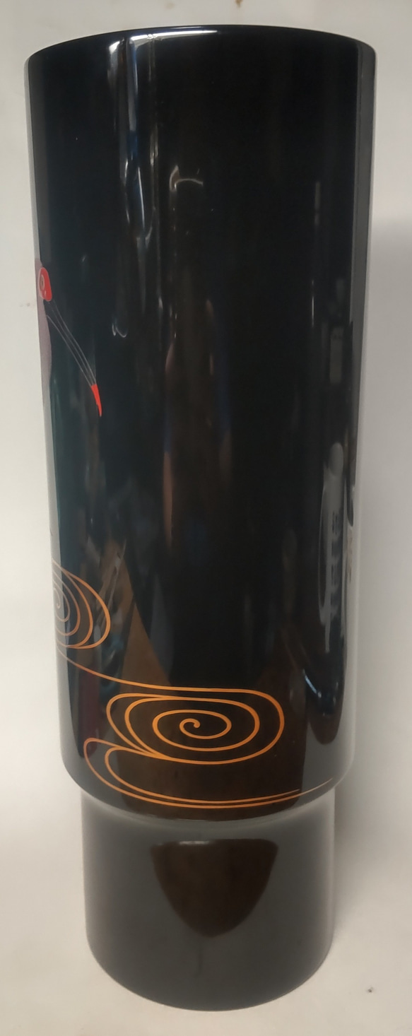 輪島塗 沈金花器「朱鷺」 