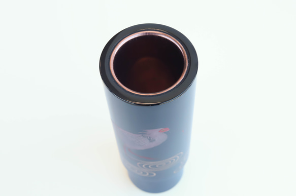 輪島塗 沈金花器「朱鷺」 