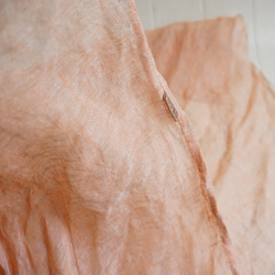 Decoオリジナル　上質リネン シングルガーゼのハンカチ/スカーフ　オレンジ×亜麻色 6枚目の画像