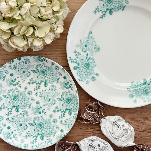TOMINAGA CHINA 15.5cmケーキ皿3枚セット ブラウン系花柄