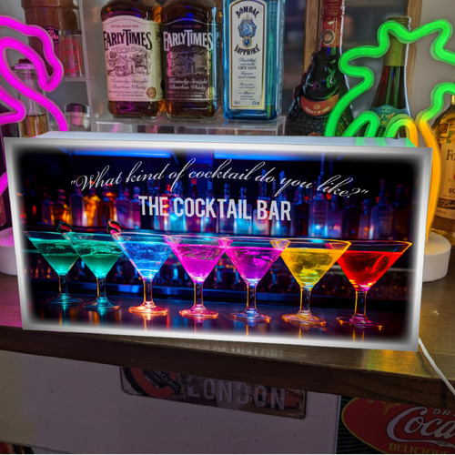 【オーダー無料】カクテルバー パブ スナック 酒 看板 置物 雑貨 ライトBOX ウェルカム カクテル BAR パブ スナック 酒 カフェ サイン ランプ 看板