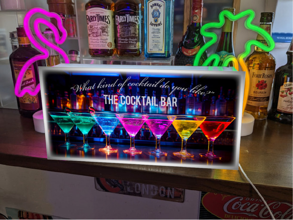 BAR カクテル バー CAFE パブ スナック 酒 宅飲み 店舗 自宅 壁掛け 照明 看板 置物 雑貨 ライトBOX 2枚目の画像