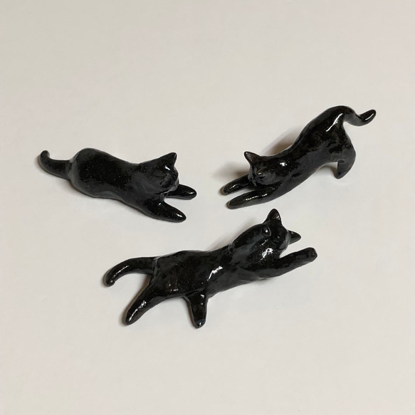 猫の箸置き三態（黒猫）［＊これはご注文作品になります］ 1枚目の画像