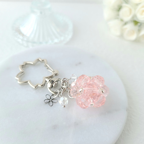 選べるカラビナ】ビーズボールのキーホルダー(シルバー) その他