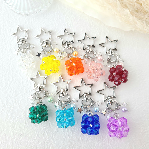 選べるカラビナ】ビーズボールのキーホルダー(シルバー) その他