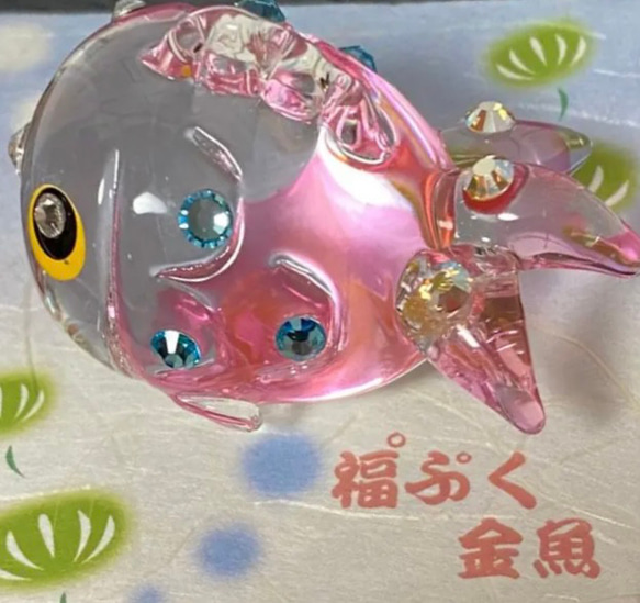 クリスタルの金魚　夏のガラス置物　スワロフスキー付　福ぷく金魚　可愛い　 9枚目の画像