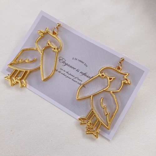 まなざしキリっとハシビロコウのシングルピアス / イエロー