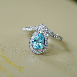 「初夏」K18  天然アクアマリン　天然ダイヤモンド　リング　和名藍玉　水宝玉 3月誕生石 7枚目の画像