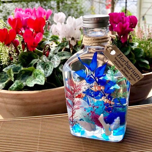 アクアハーバリウム 熱帯魚 ウィスキー瓶 Lサイズ（200ml ） ハー 