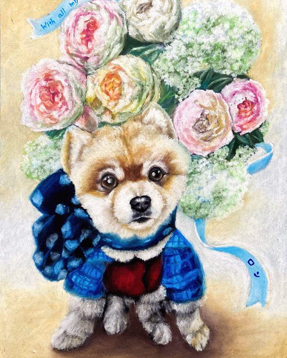 受注制作］［原画］ペット似顔絵アート◇A3サイズ 送料無料